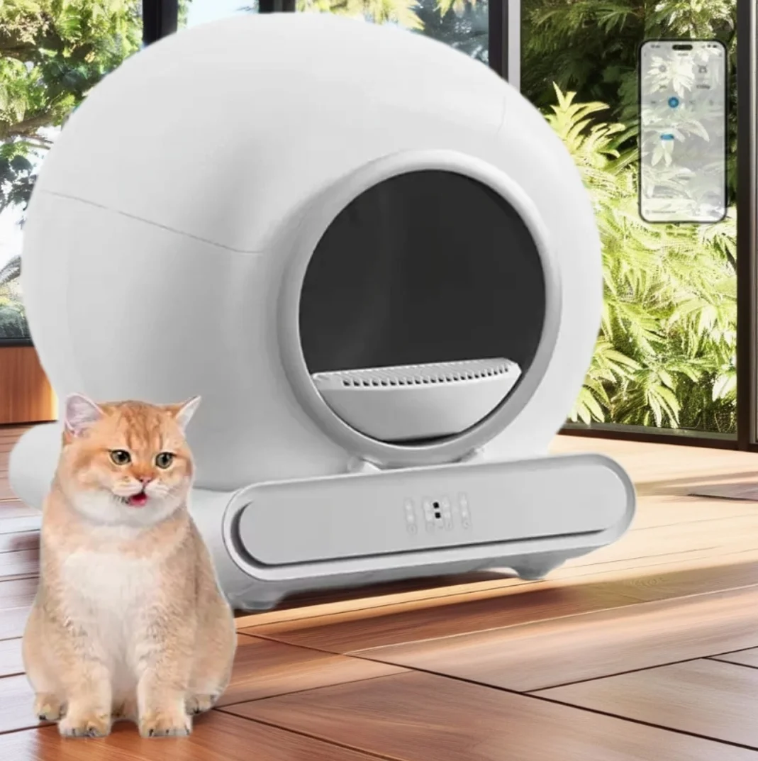 Self Cleaning Smart Automatic Cat Litter Box With APP Control 65L Large Capacity Odor Control ABS Plastic For Multiple Cats