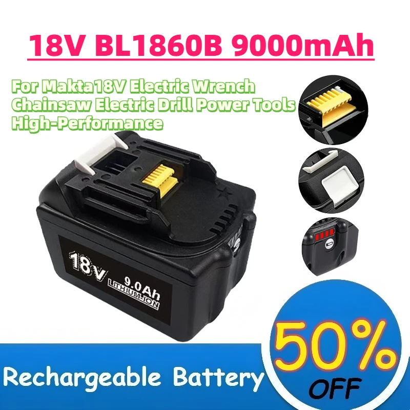 In Stock 18V BL1860B 9000mAh Lithium Battery for Makta18V Electric Wrench Chainsaw Electric Drill Power Tools High-Performance