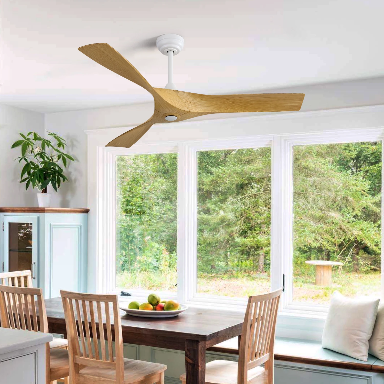 Sofucor Modern 56-inch Ceiling Fan without LED Reversible DC Motor 6-speed High wind and Remote control