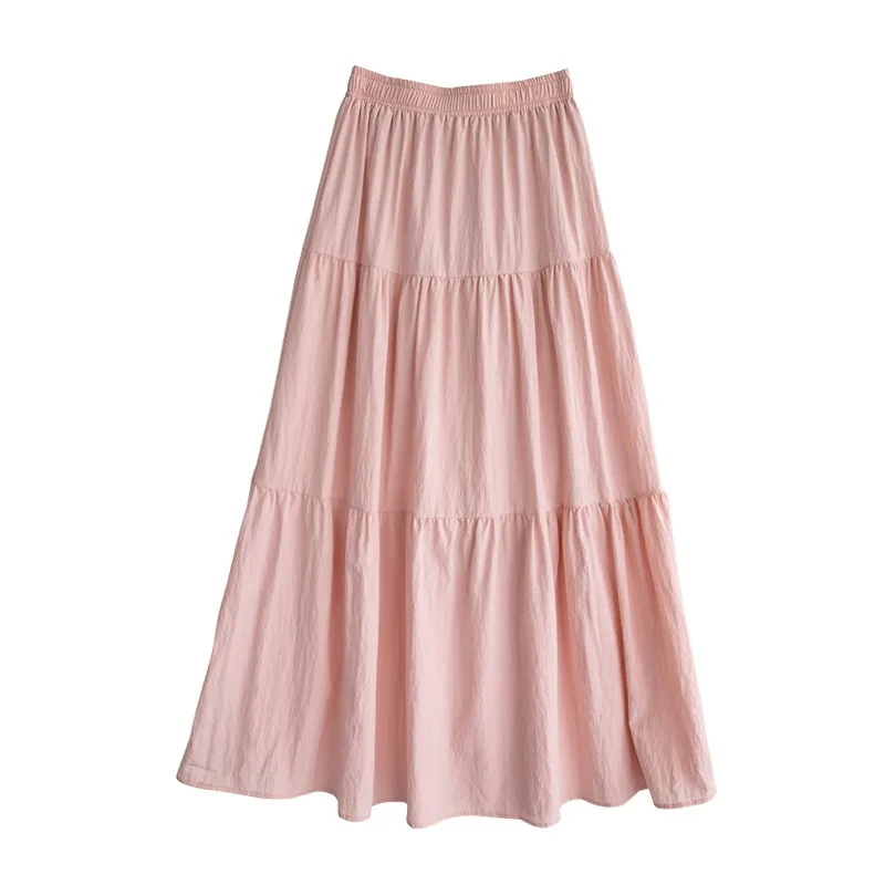 2025New White Long Skirts for Women Summer Y2k Clothes Korean Fashion High Waist Harajuku Elegant Casual Dance Pink Skirt Woman