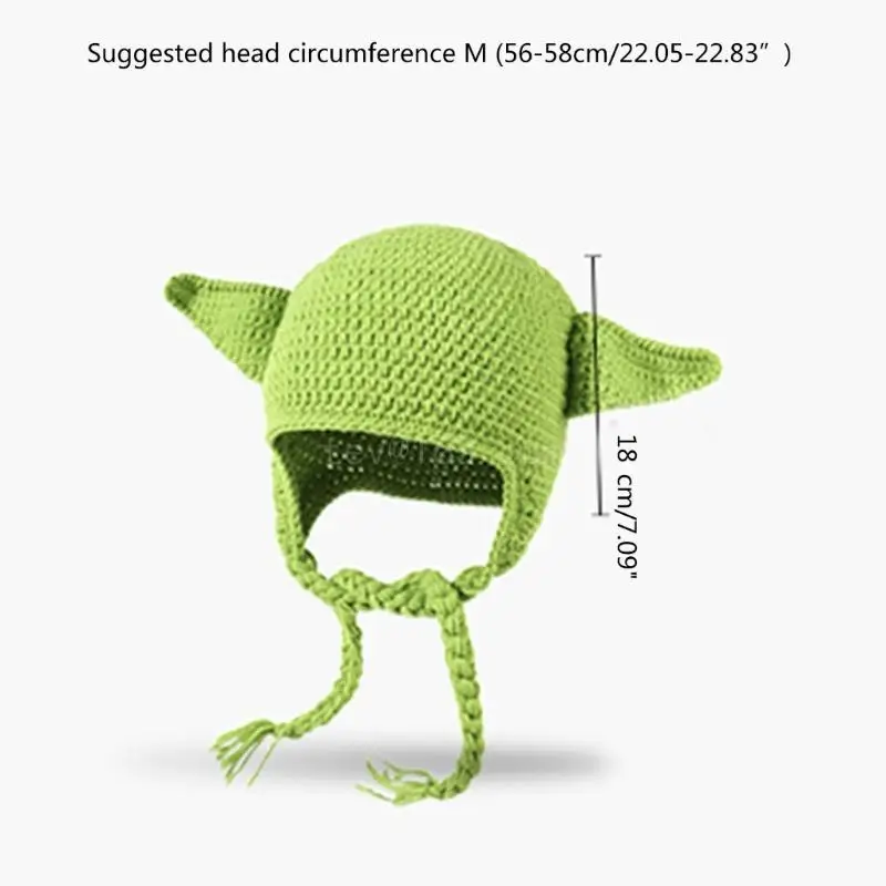 Girl Y2K-theme Party Hat Knitted Hat Balaclava-hat Thicken Fisherman Hat Ears Hat Dreamy Green Purple Color