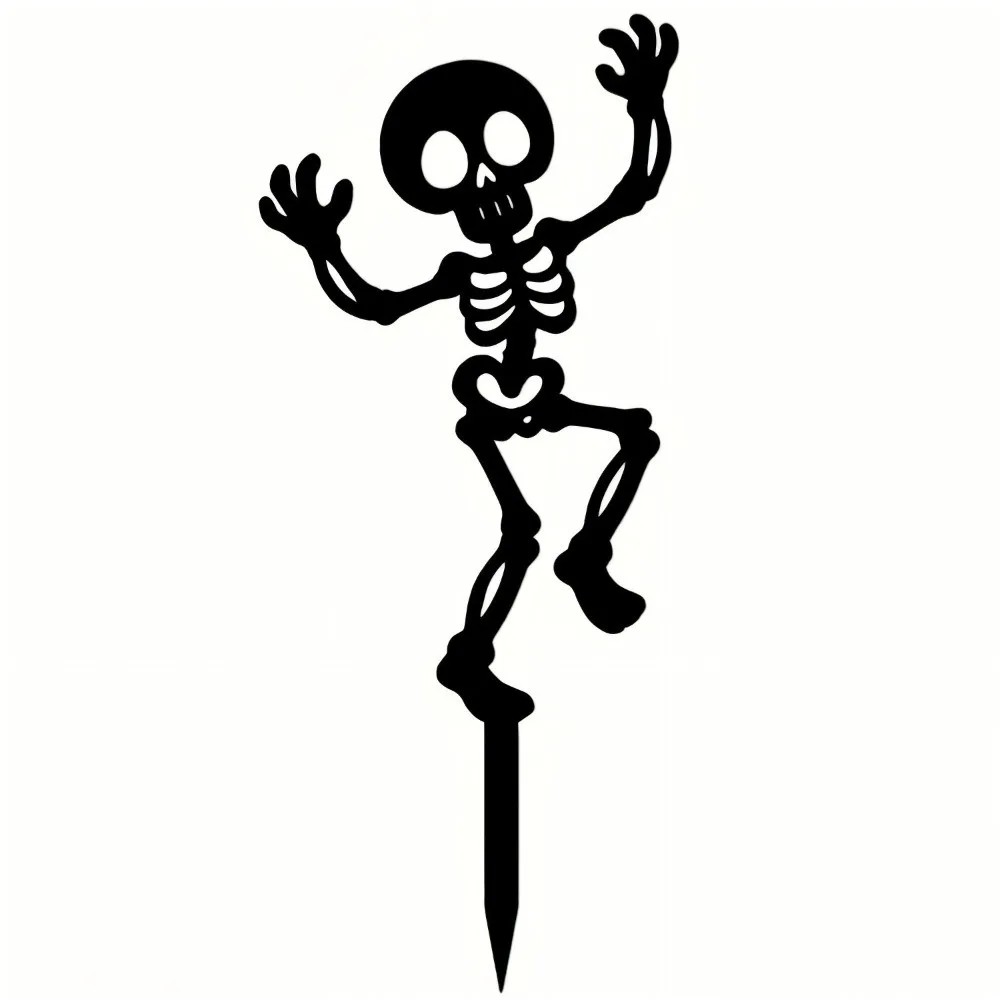 Skull Halloween Decorations Acrylic Hollow Out Bone Dancer Yard Stake Dancing Skeleton Gothic Style Humorous Art Stakes
