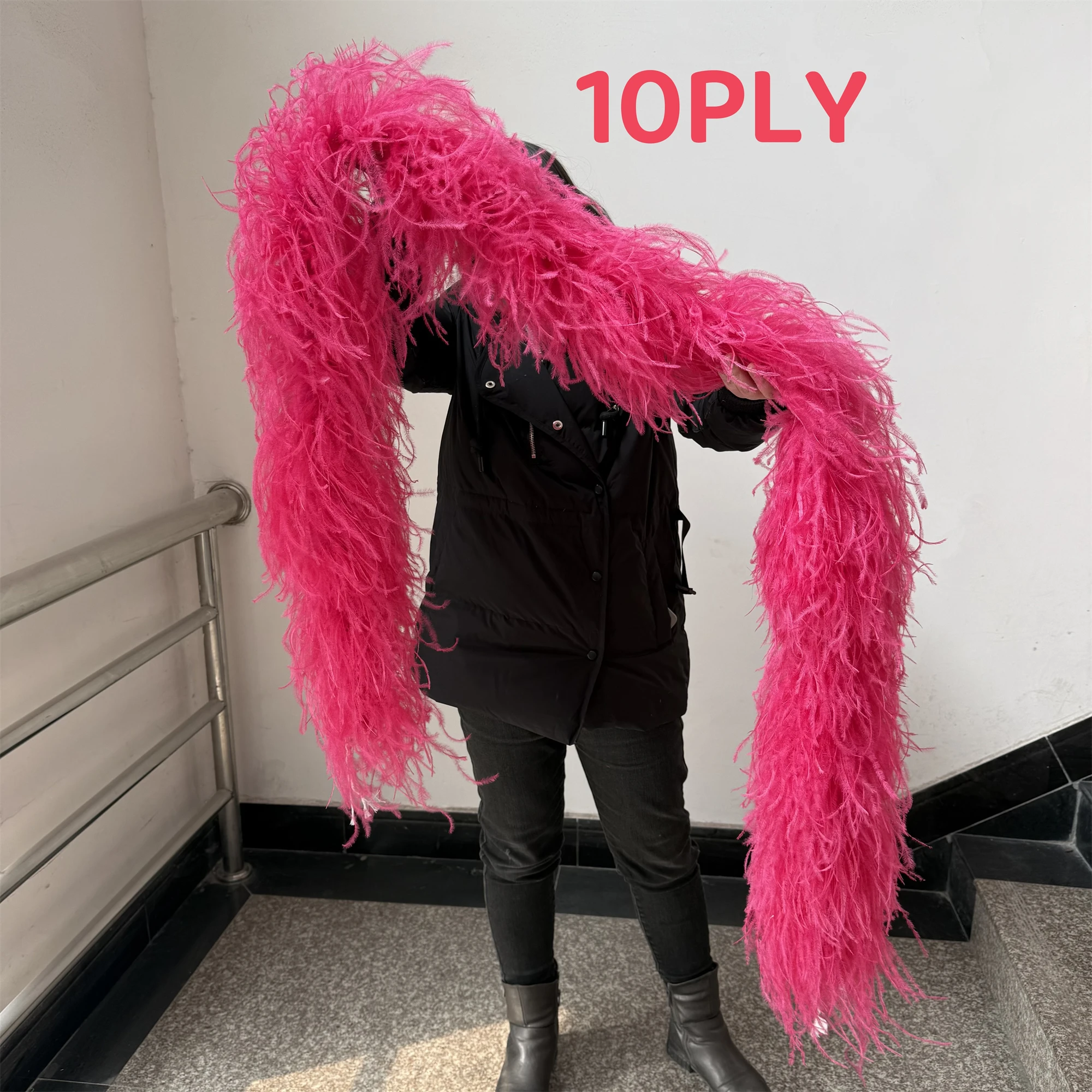 1-40PLY Watermelon Red Ostrich Feather Boa 0.5/1/1.3/2/2.5/3/4M Natural Ostrich Feathers Decor Boa for Costume Clothing Sewing