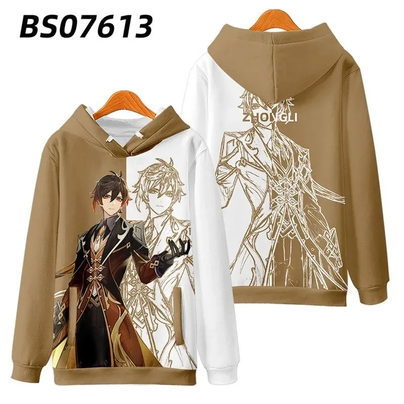 Hoodies Genshin Impact Game para homens e mulheres, mangas compridas, moletom de impressão 3D, moda outono, Zhong Li Li