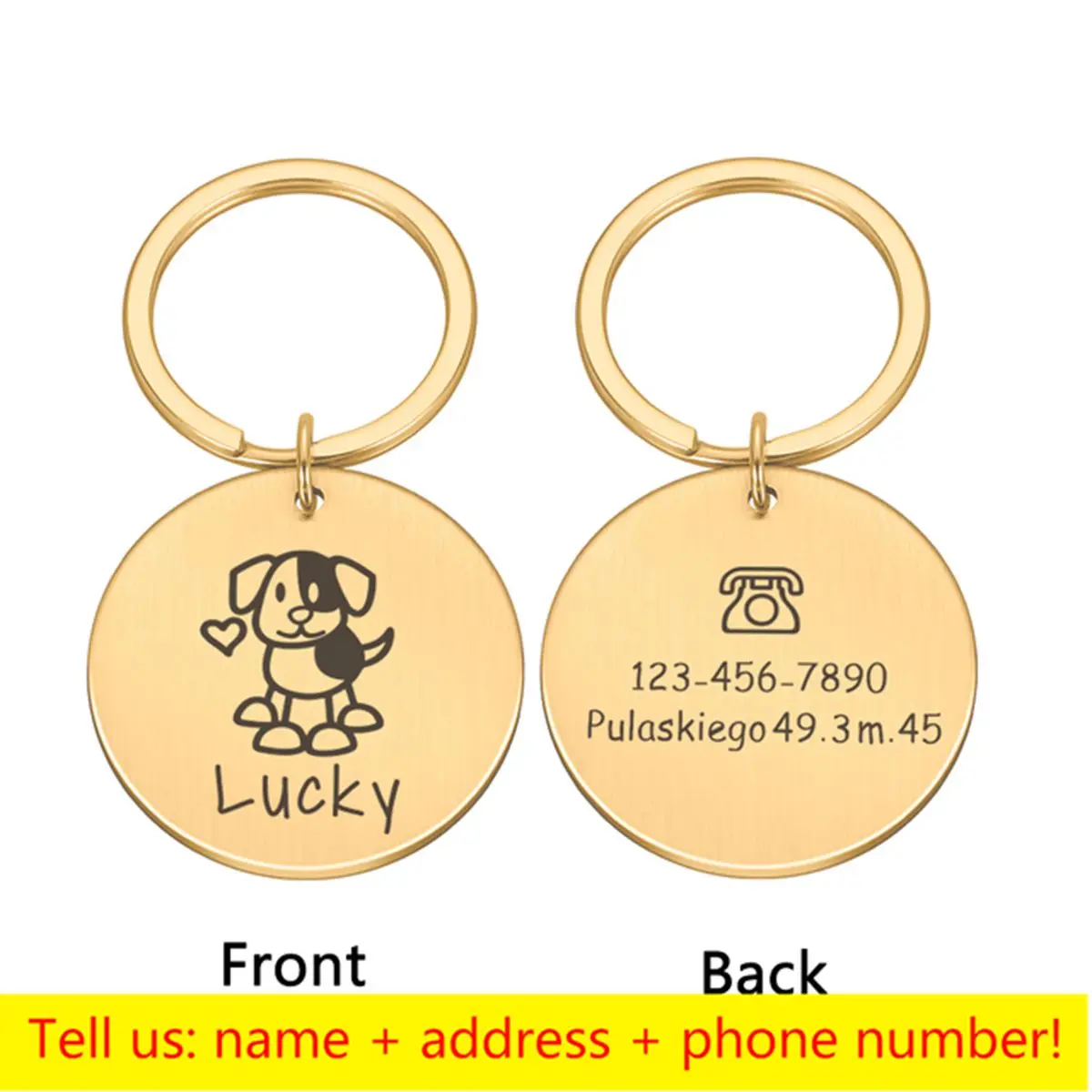 Customized pet brand, stainless steel dog tag, engraved collar, ID tag, name, phone number, anti loss tag, cat birthday gift, sa