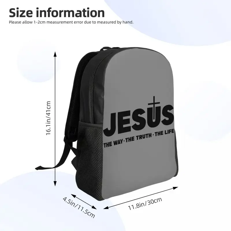 Custom Jesus Christ The Way The Truth Life Laptop Backpack  Bookbag College School Students Religion Cross Christian Faith Bag