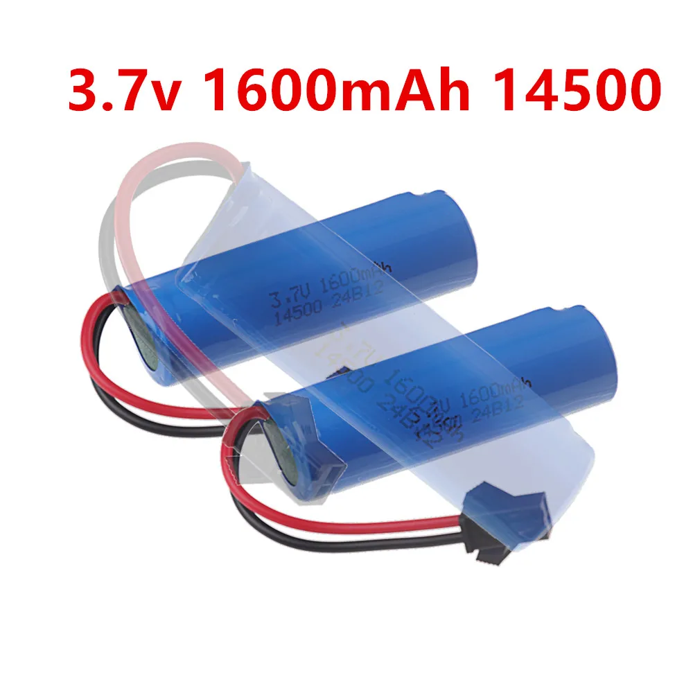 14500 3.7V 1600mAh Lithium Ion Rechargeable Battery with SM-2P plug for Stunt Dump Car Boat Tank Truck Replacement Toy Accessory