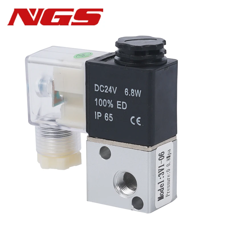 AC220V DC24V DC12V 3V1-M5 3V1-06/08 2 Position 3 Way Pneumatic Solenoid Valve Port 1/8