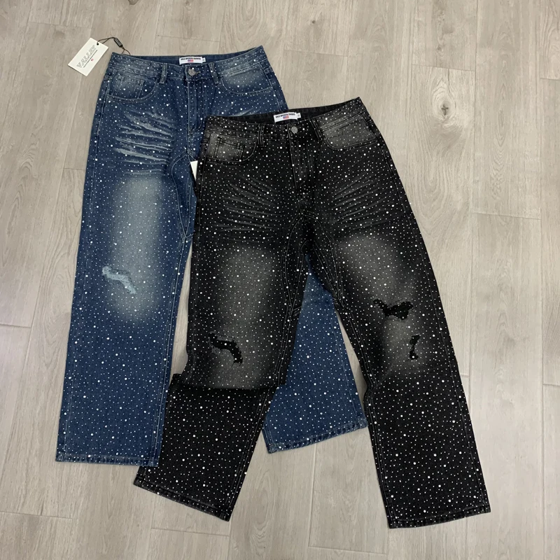 Pantalones rasgados de marca de tendencia a la moda, pantalones vaqueros VALLEY, nueva ropa para hombres y mujeres, ropa informal estilo Hip-hop, pantalones vaqueros Vale