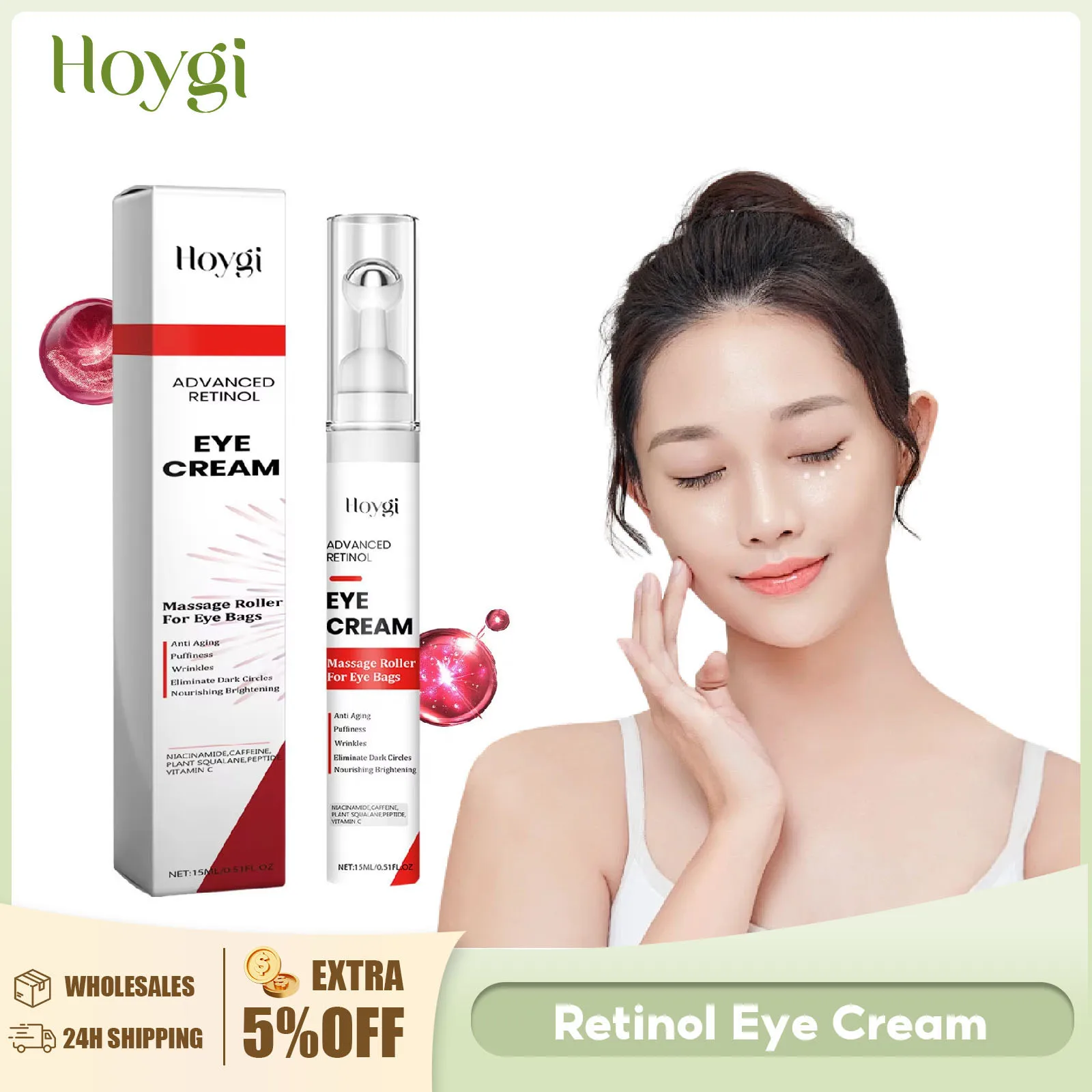 Retinol Eye Cream Anti-Puffiness Lightening Dark Circles Eye Bags Remove Fade Fine Lines Firming Moisturizing Eyes Care Serum