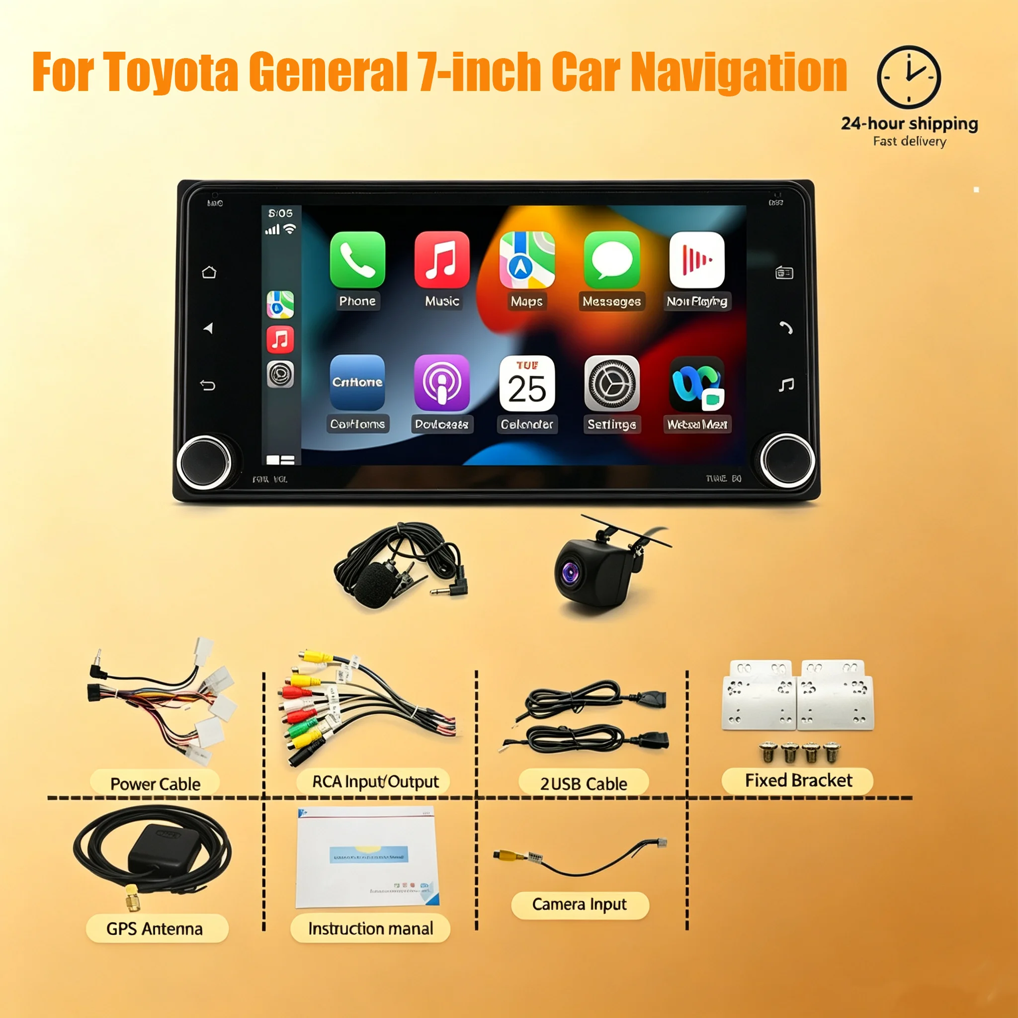 Android 15 Car Player Radio Stereo GPS Navigation with CarPlay Android Auto 7 Inch Bluetooth Player Compatible For 4Runner 2003-2009 Allion 2001-Onwards Alphard 2002-2015