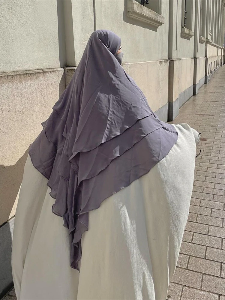 Eid Prayer Garment Khimar Islamic 3 Layers Women Hijab Sleeveless Tops Abaya Ramadan Muslim Arab Clothing Niqab Hijabs jilbab