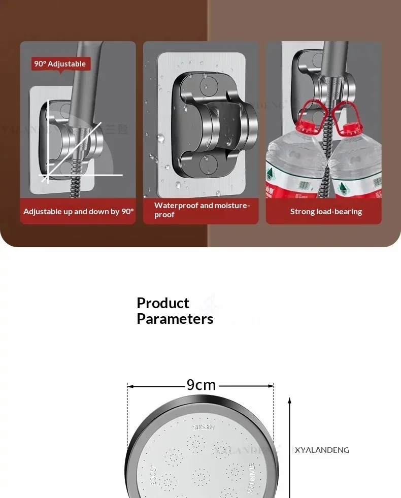 Verstellbarer Handbrausekopf mit Hochdruck-Duschsprüher und Ein-Klick-Wasserstopp-Düse für Haushalt und Badezimmer – Detail 19