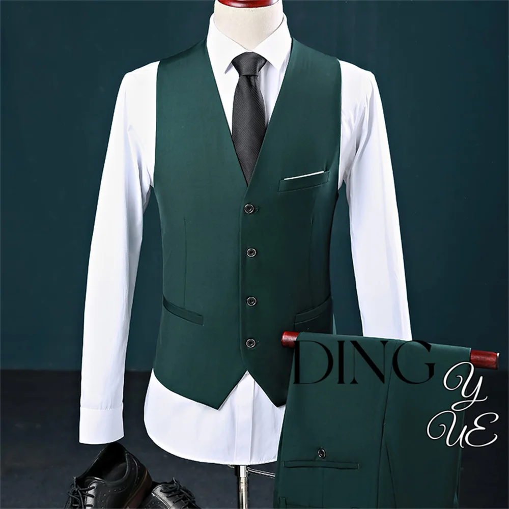 Fashion New Men\'s Casual Boutique Business Solid Color Vest / Male Slim V Neck Waistcoat Wedding Party Men\'s Waistcoat DiBanGu