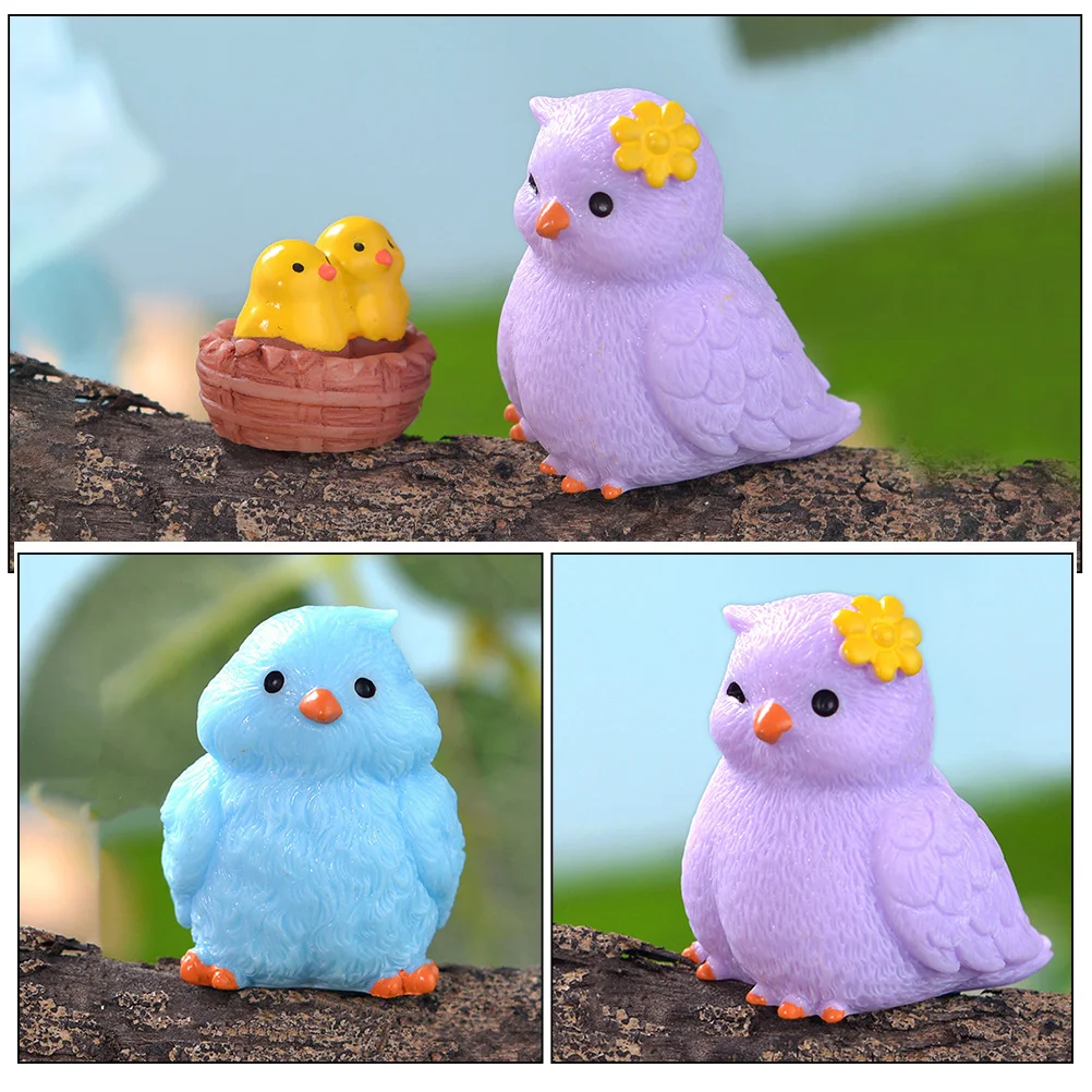 

14pcs Miniature Birds Statues Resin Colorful Tiny Bird Figurines Garden Car Micro Landscaping Decor Ornaments Resin Bird