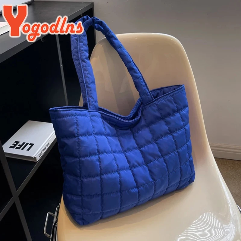 Winter Large Capacity Space Handbag Warm Padded Cotton Shoulder Bag Portable Totes Bag Fashion Lady Top-handle Bags sac