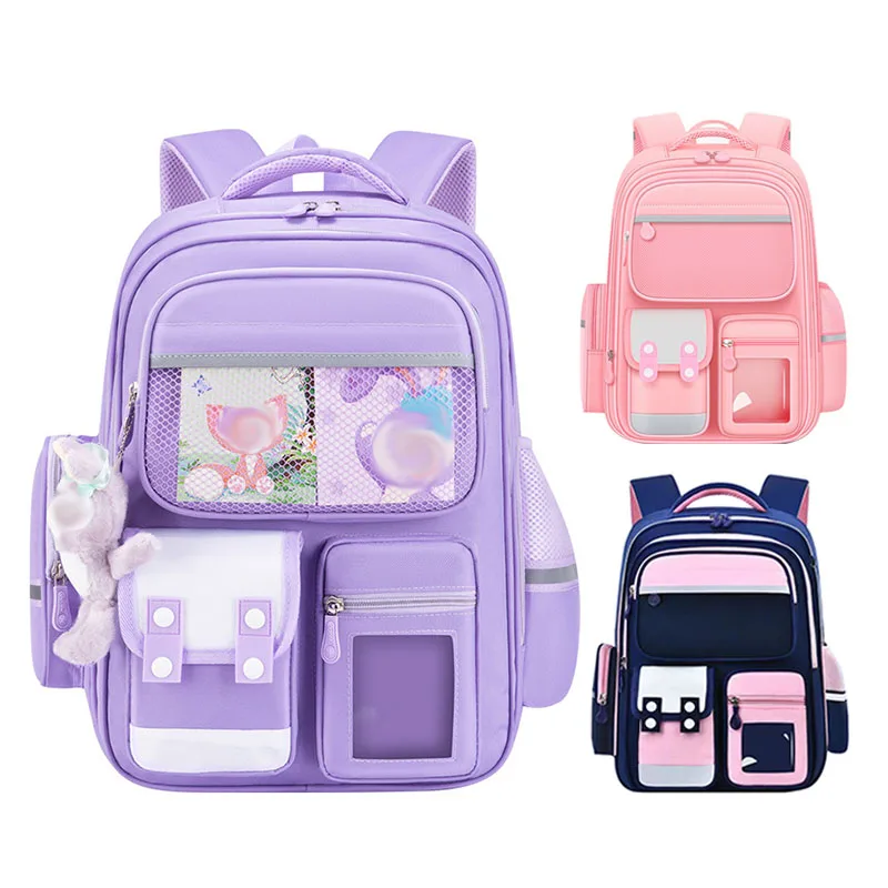 Orthopedic School Bag with Card Slots Pocket Large Capacity School Backpack Child Travel Bag for Teens Kids Boys Girls