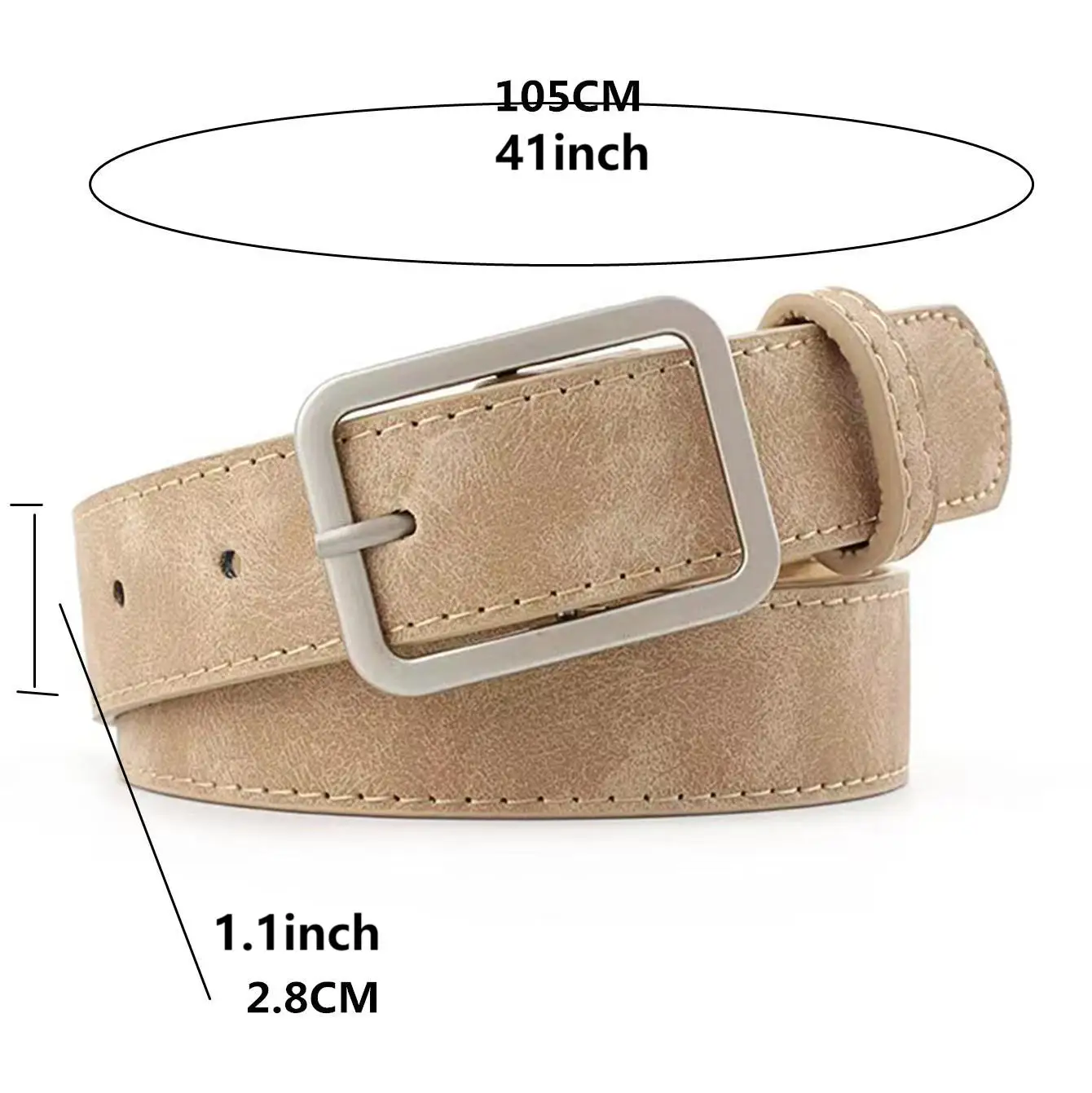Summer women's retro frosted belt, silver square needle, versatile, trendy, fashionable, personalized decorative waist