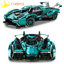 1148pcs Tiffany Blue 1:14 Lamborghinis Racing Car Building Block Set Assembly Sports Vehicle Model Fun Toy Bricks for Kids Gifts