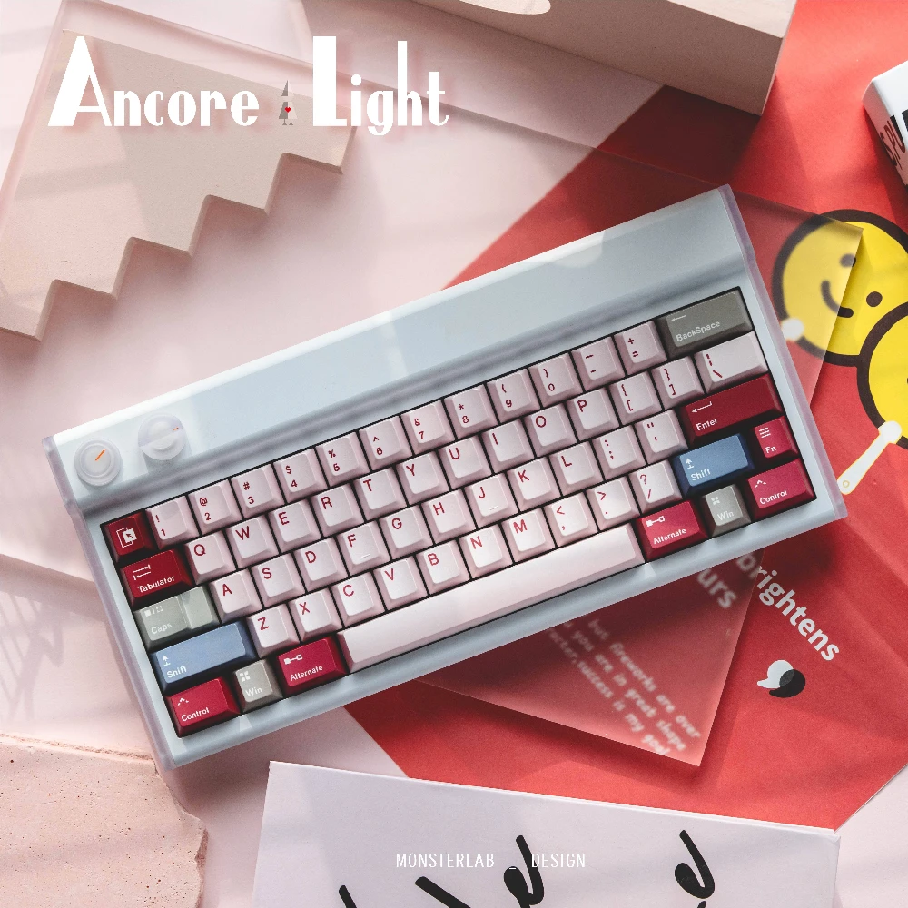 Ancore Light Keycaps Set PBT Artisan Cherry Proflie Monument Valley Pink Soft-glow KeyCaps Aksesori Game Keyboard Mekanis