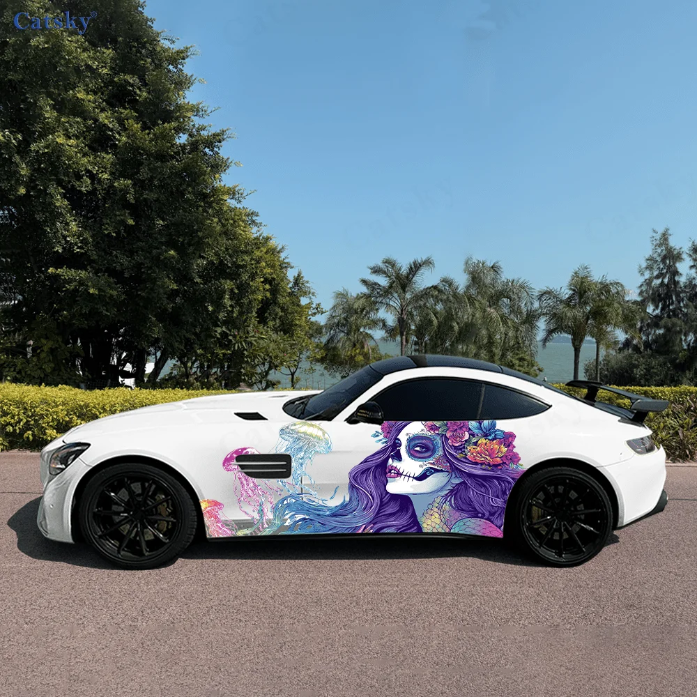 

Готическая переливающаяся русалка, автомобильная виниловая наклейка, самоклеящаяся наклейка из ПВХ, подходит для грузовиков, внедорожников, декор, автоаксессуары, подарок