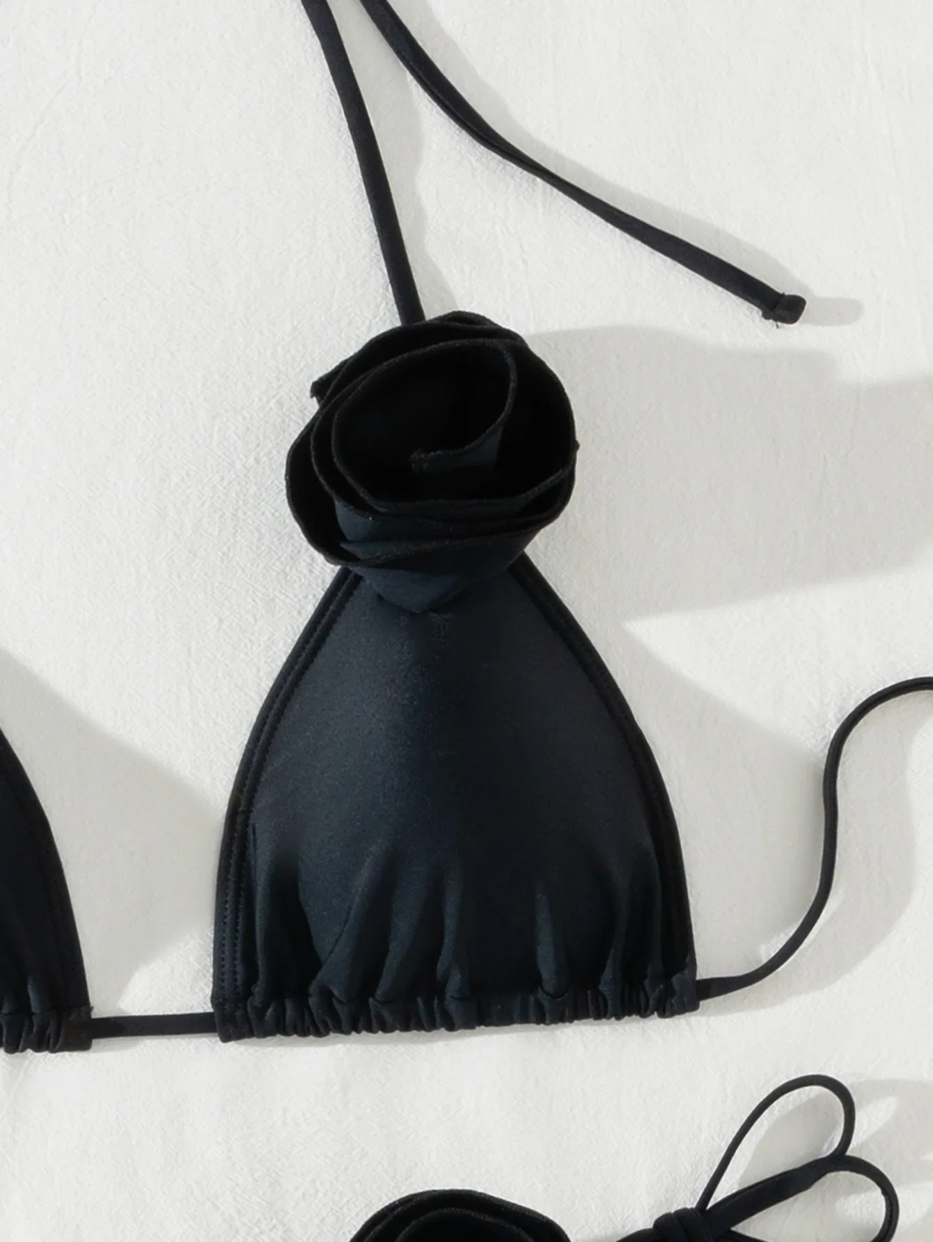 3D fleurs licou à lacets rayé Bikini femmes maillots de bain femme maillot de bain deux pièces Bikini ensemble baigneur maillot de bain bain