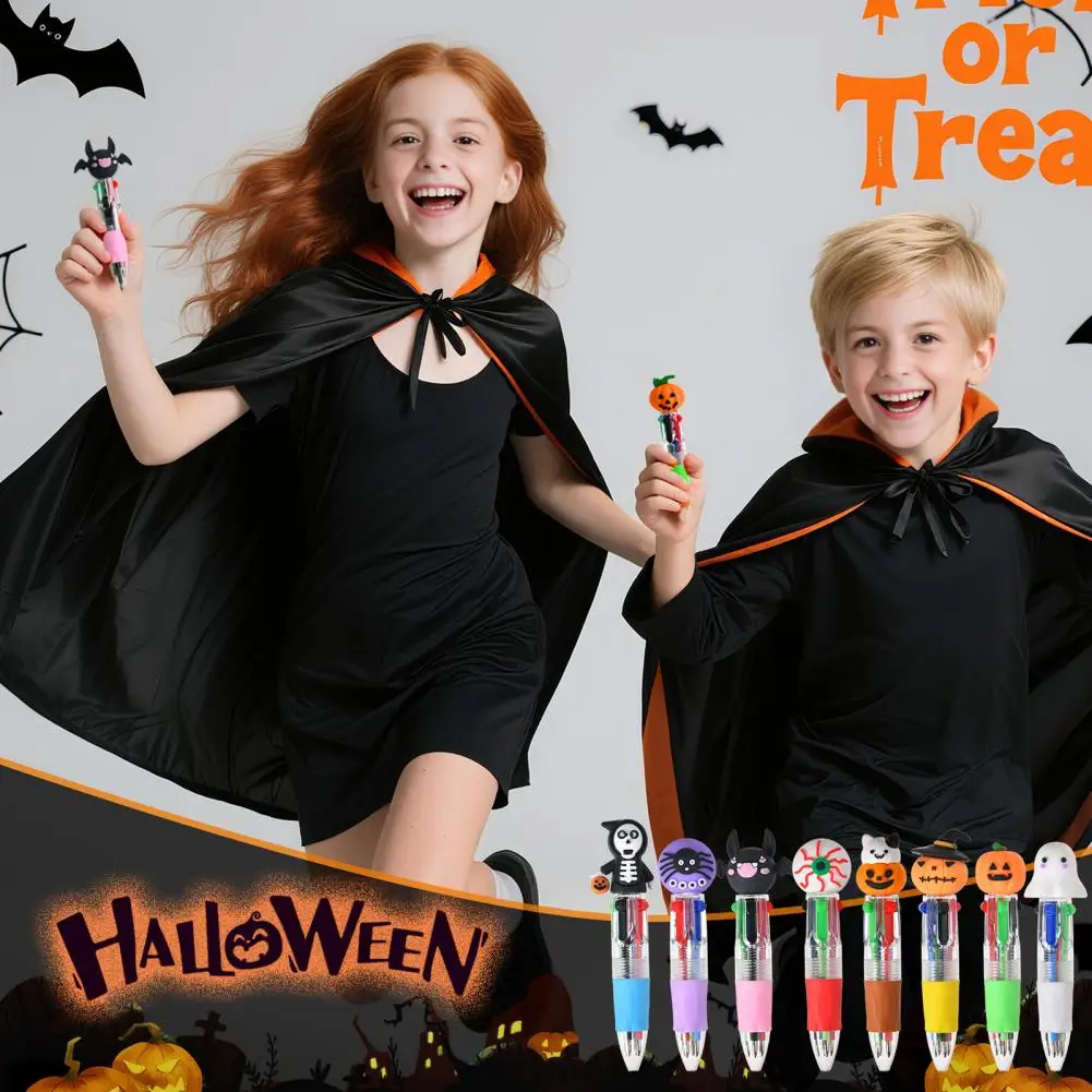 Finger Fatigue Reducing Pen Cute Ballpoint Pen Cute Halloween Ballpoint Pen Set for Kids Fun Pumpkin Ghost Bat Design for Family