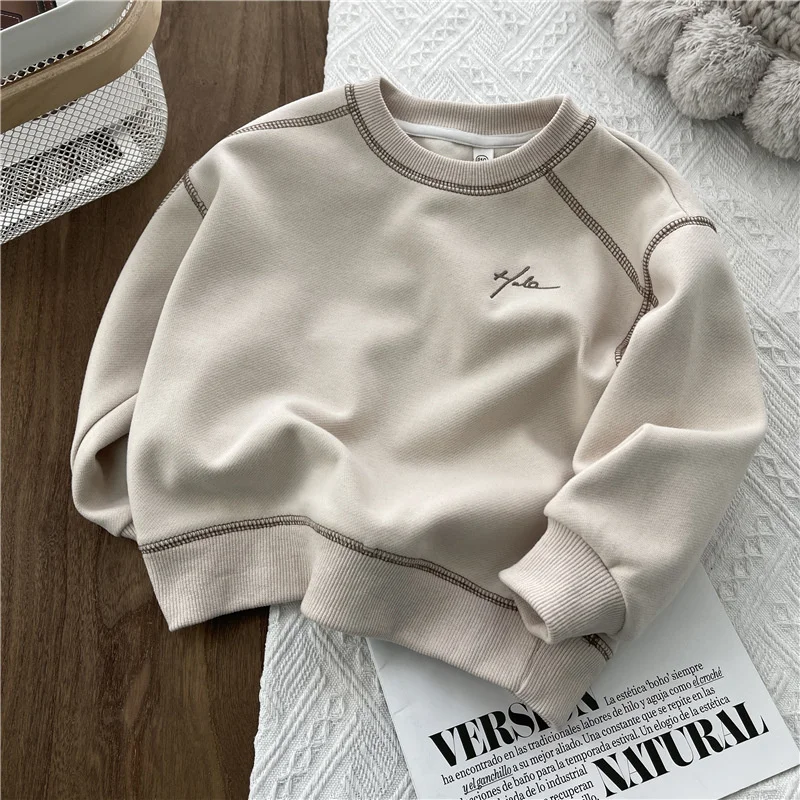 Spring Solid Sweatshirt Autumn Fashion Loose Casual Pullover Kids Long Sleeve Cotton Tracksuits Children Clothing 2-8 Years
