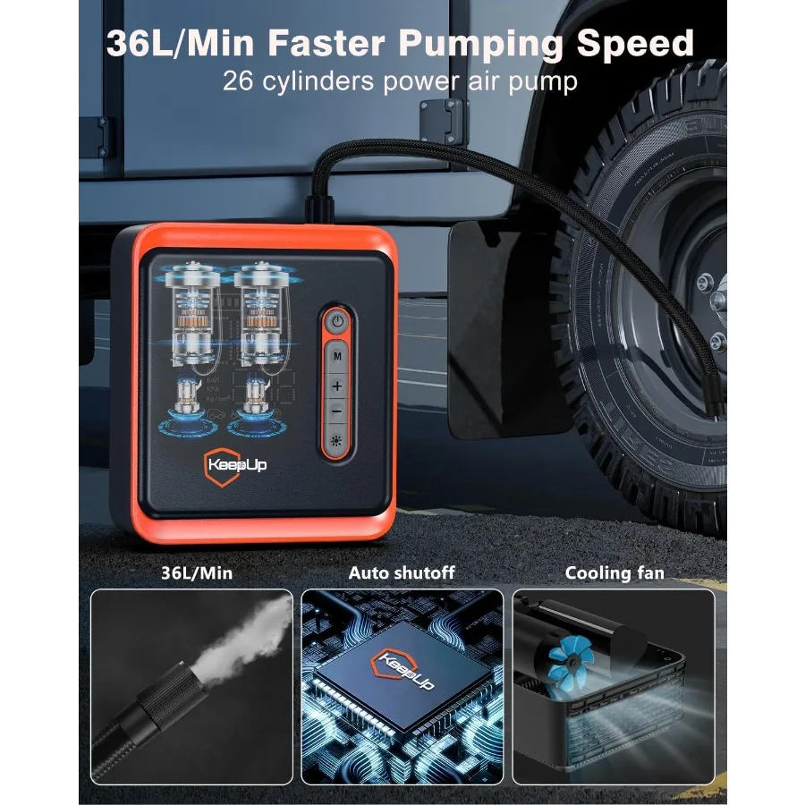 ضاغط هواء محمول لإطارات السيارات EBikes الدراجات النارية والدراجات والكرات مضخة هواء لاسلكية قابلة لإعادة الشحن مع 150 رطل لكل بوصة مربعة عالية Pr