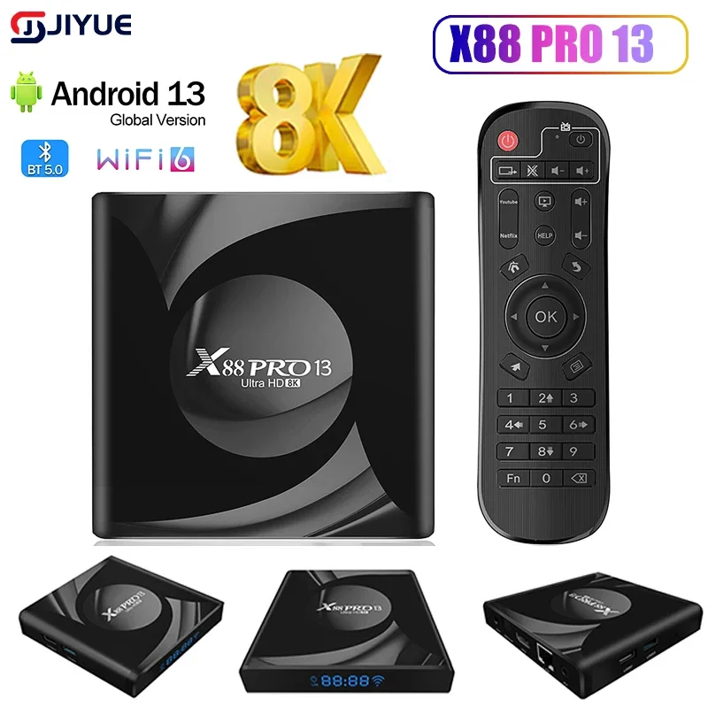 X88 Pro 13 Ultra HD 8K Smart TV Box Android 13.0 RK3528 2GB16GB 4GB 32GB/64GB Wifi6 BT5.0 2.4G&5G Wifi Media Player Set Top Box