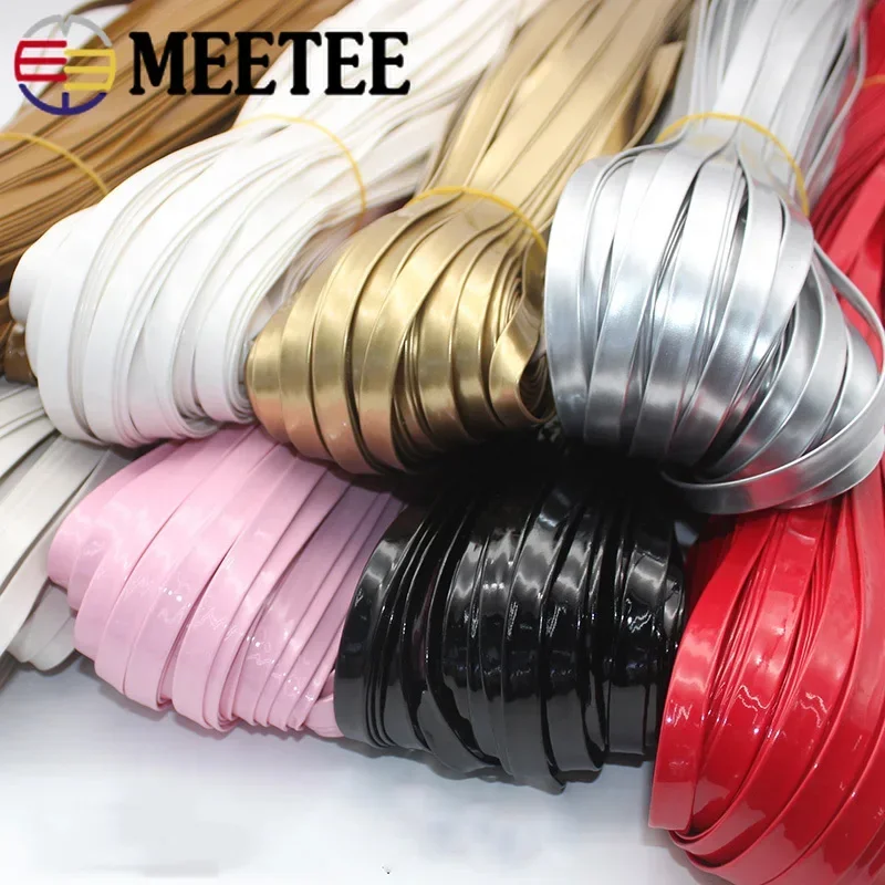 Meetee 5M 5-20mm PU Mirror Hemming Ribbon Leather Webbing Jewelry Decoration Rope DIY Headdress Bead Clothes Edge Accessories