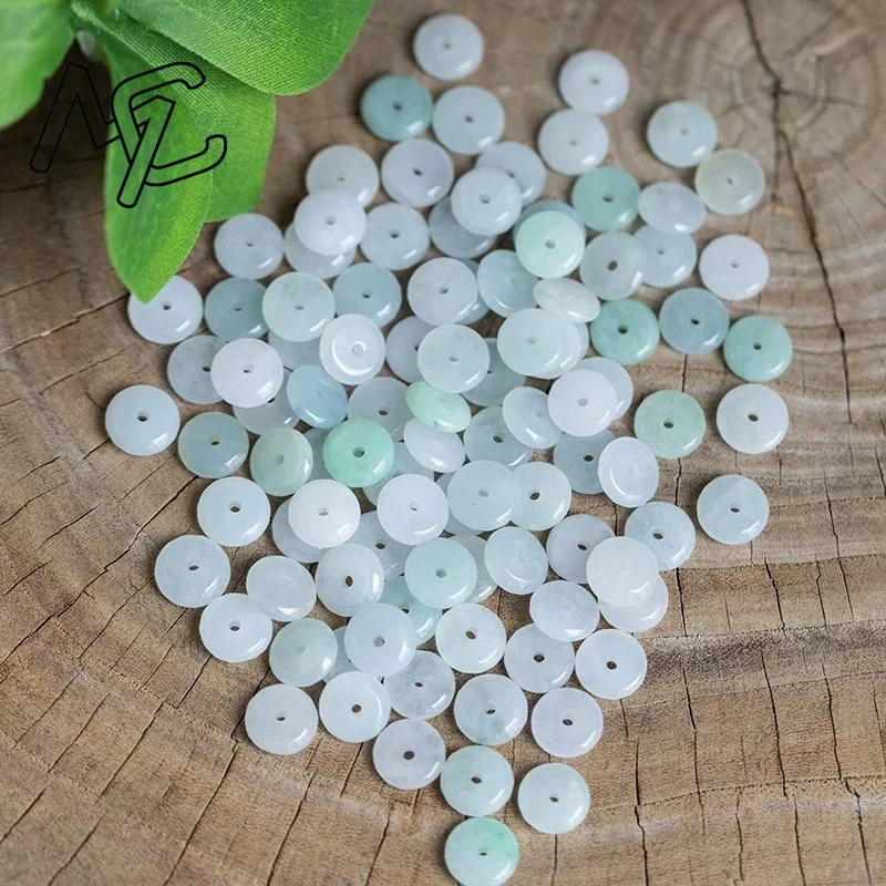 10pcs Natural Emerald White Jade Ping An Knot DIY Bracelet Necklace Charm Jadeite Jewellery Fashion Accessories Gift Women Men view 2