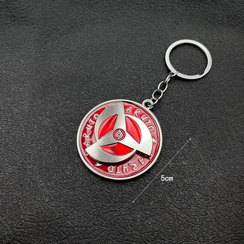 Naruto anime cute keychain peripheral three magma marleidoscope Sharingan logo rotatable keychain pendant keyring cartoon