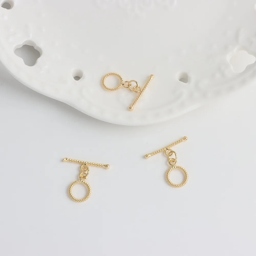 

18K Plated Gold Twist Small OT Buckle Batch Flower Bracelet Necklace Button Head Ending Buckle DIY Jewelry Material Accessories