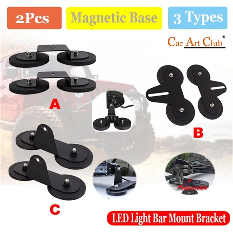 

2pcs Magnetic Base Side-Mounted LED Light Bar Mounting Brackets Holder for Straight Curved Slim LED Work Light Bar Offroad SUV