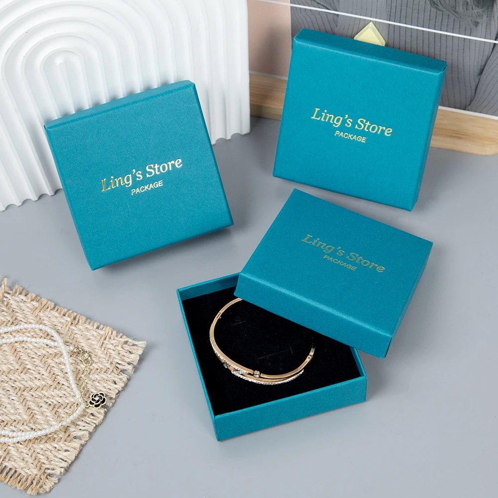 

50Pcs Personalized Logo Jewelry Paper Box Gift Packaging Ring Earrings Necklace Pendant Studs Bracelet Organizer Case Mini Boxes