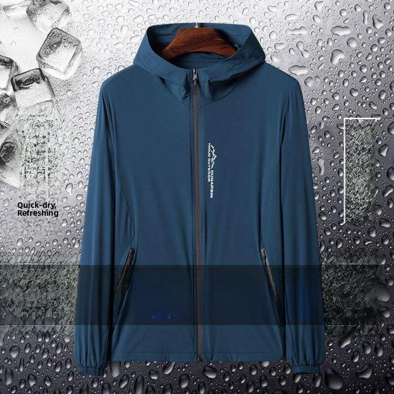 

Men's Summer Thin Ice Silk Quick Dry Breathable Outdoor UV Protection Hat Coat Fashionable Sun Protection Clothing Standard Fit