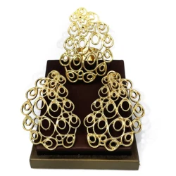 Big Size Earrings And Ring Set 18K Gold Plated Drop Earrings Irregular Shape Fashion 2PCS Set Jewelry