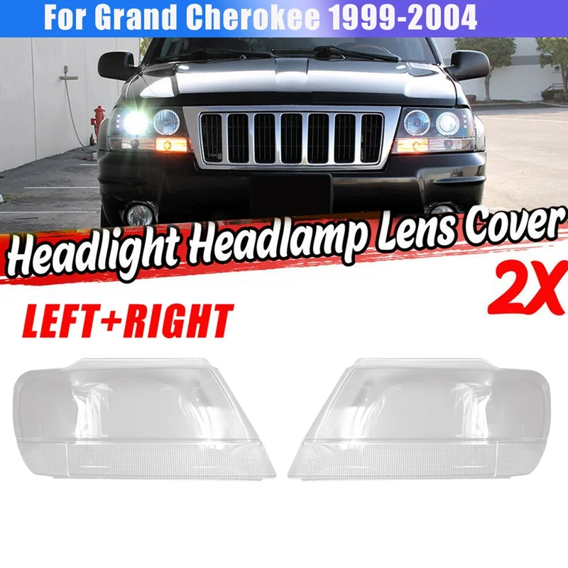 

Side For Jeep Grand Cherokee 1999-2004 Car Headlight Lens Cover Head Light Lamp Lampshade Front Light Shell Cover