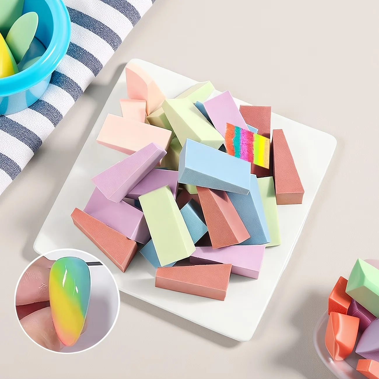 24pcs nail care gradual change sponge triangle powder puff, nail polish glue halo dye diy material tool view 5