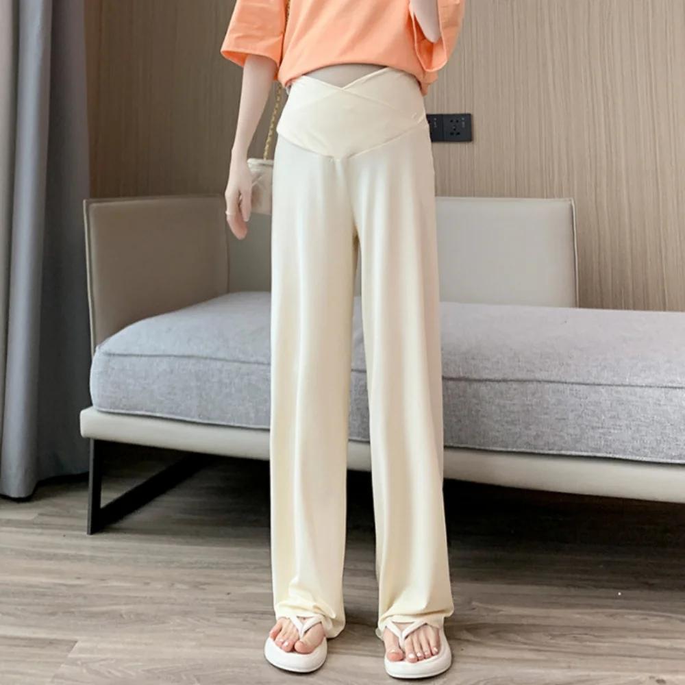 Maternity Pants For Pregnant Women Clothes Summer Low Waist Slim Drapey Fashion Casual Wide-leg Pregnancy photoshoot Trousers