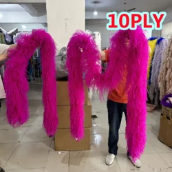 2M 3M Boa di piume di struzzo fucsia 1 6 10 strati di struzzo Plumas scialle Costume vestito abbigliamento accessorio per cucire sciarpa di piume di struzzo