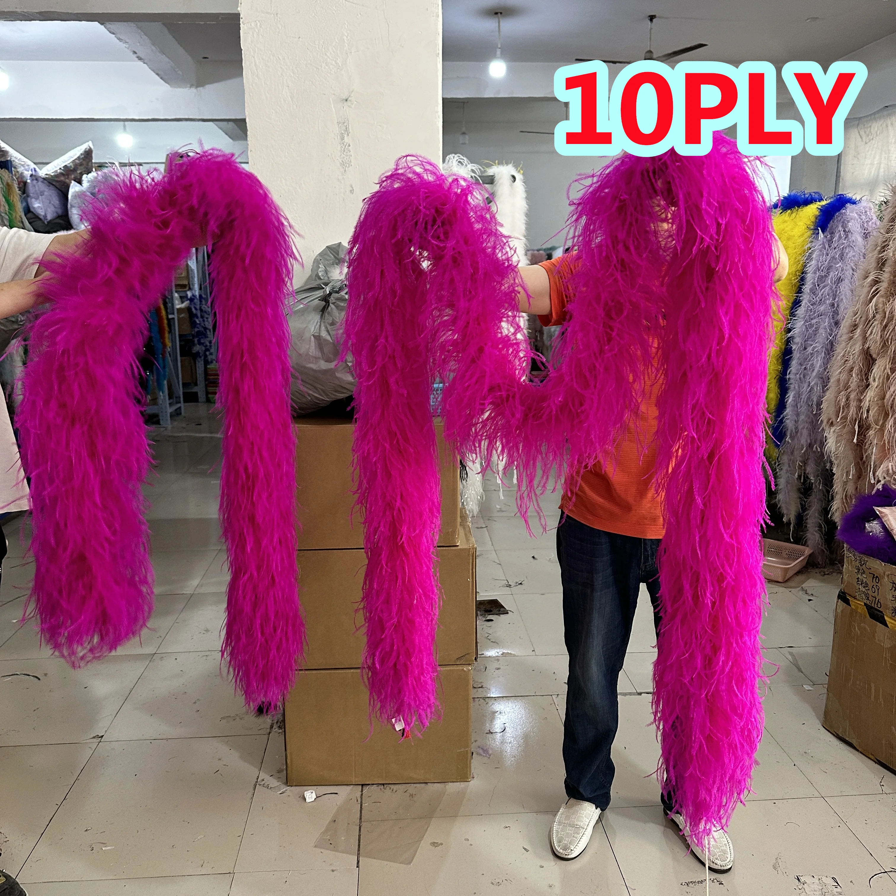 2M 3M Ostrich Feather Boa Fuchsia 1 6 10 PLY Ostrich Plumas Shawl Costume Dress Clothing Sewing Accessory Ostrich Plumas Scarf