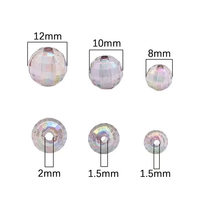 500G 8/10/12mm AB perforated transparent earth surface colorful straight hole handmade DIY beaded jewelry accessories