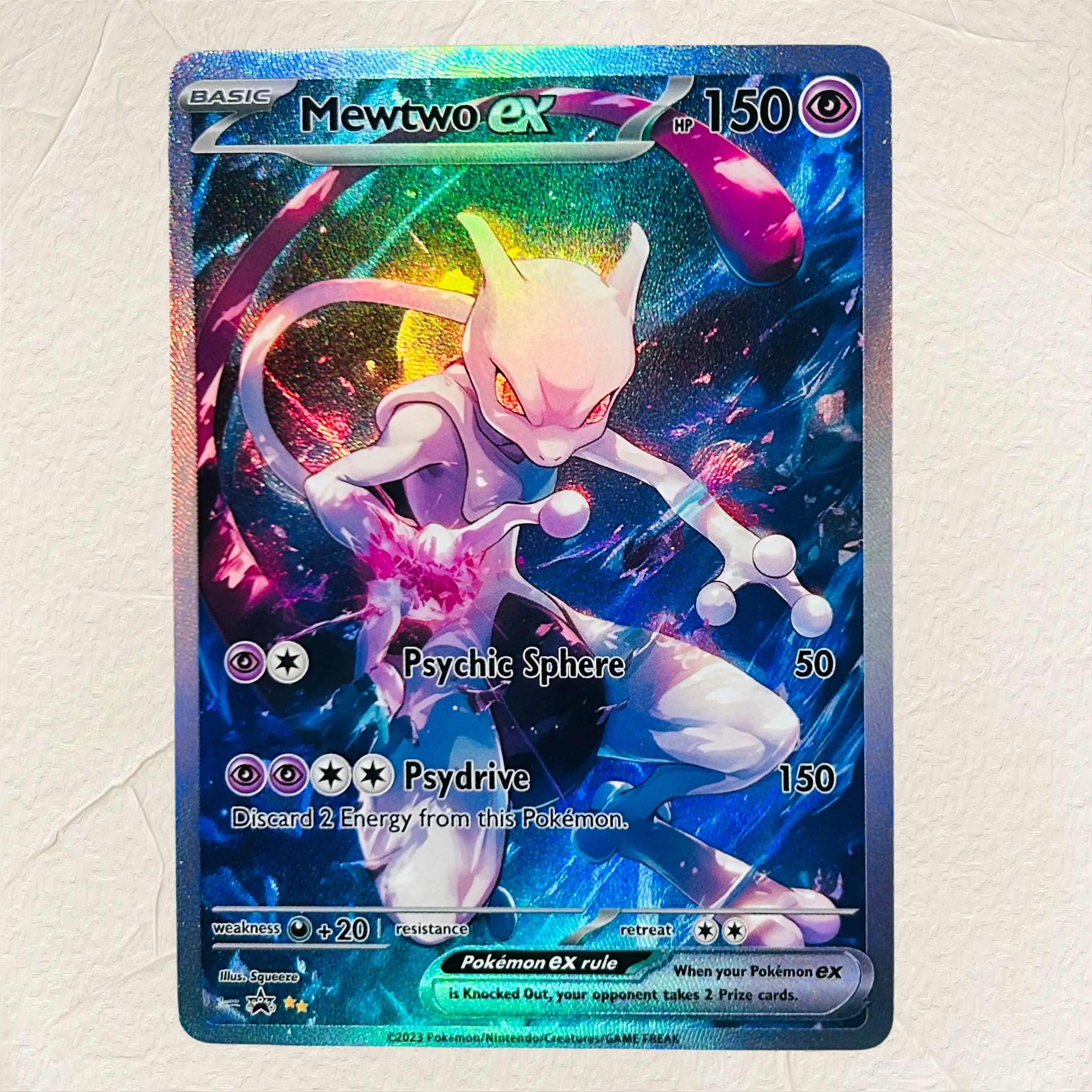 Tarjetas holográficas de Pokémon Mewtwo ex, versión en inglés, en perfecto estado, coleccionable clásico de anime TCG