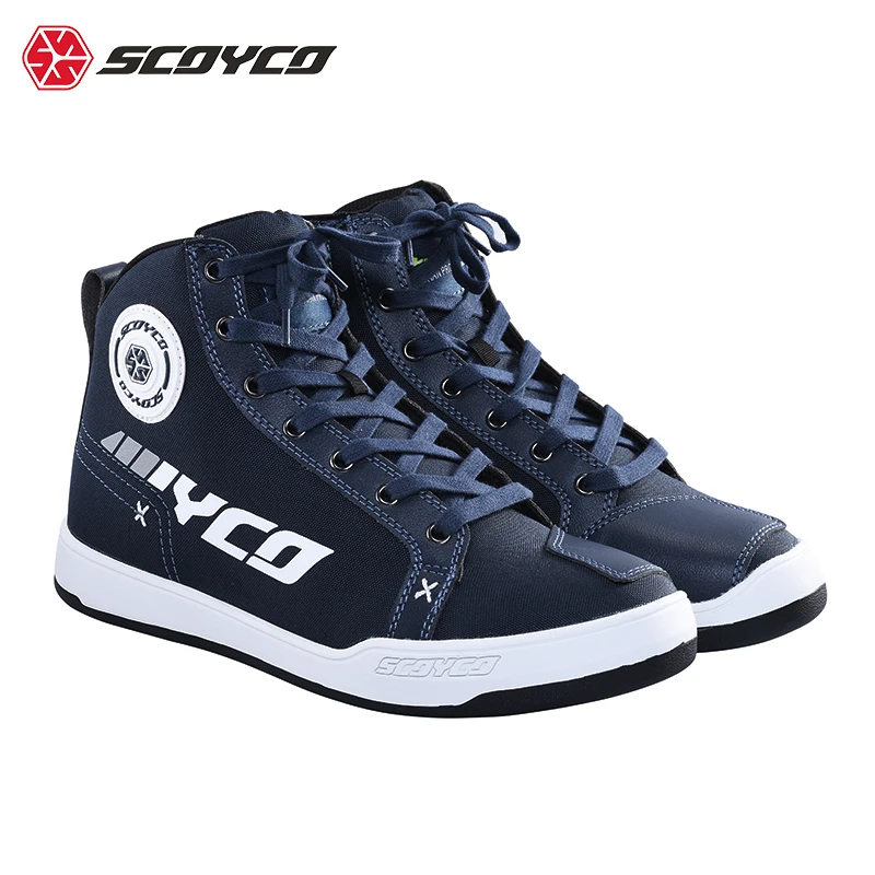 

Men's Motorcycle Boots SCOYCO Wearproof Linen Motocross Shoes Anti-skid Motorcyclist Zipper Closure Quick Wear Off