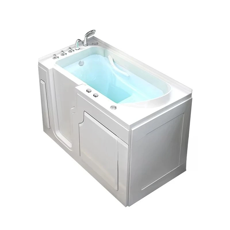 Freestanding Acrylic Walk-in Bathtub For Elderly Safe Soaking Low Entry Door Seat Grab Bars Hotel