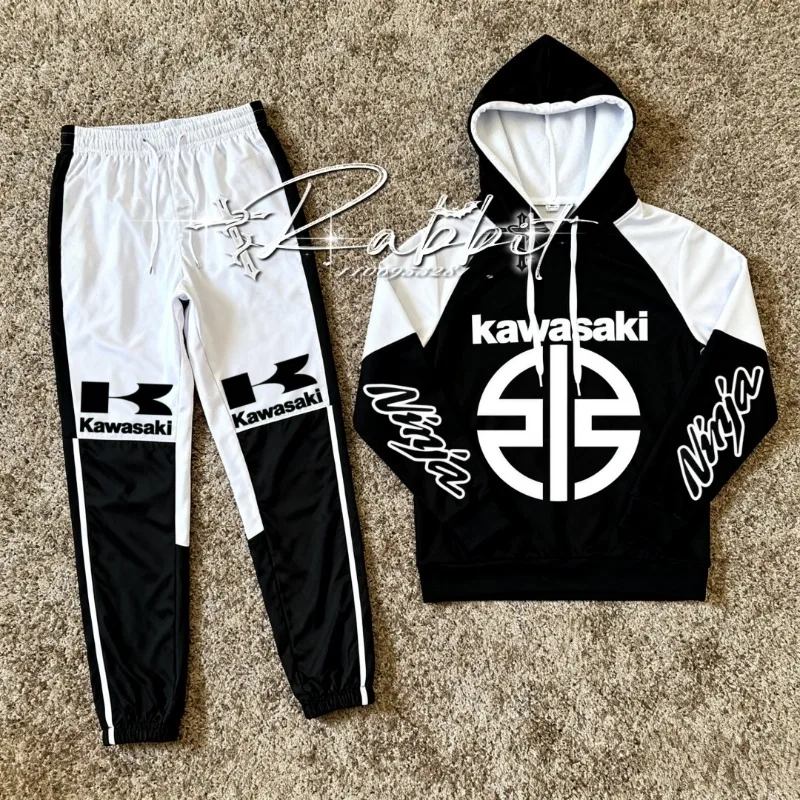 

Autumn and Winter Fashion New Kawasaki Motorcycle Warmth Set Men's MOTO Racing Cycling Hoodie Off Road Downhill Special Pants