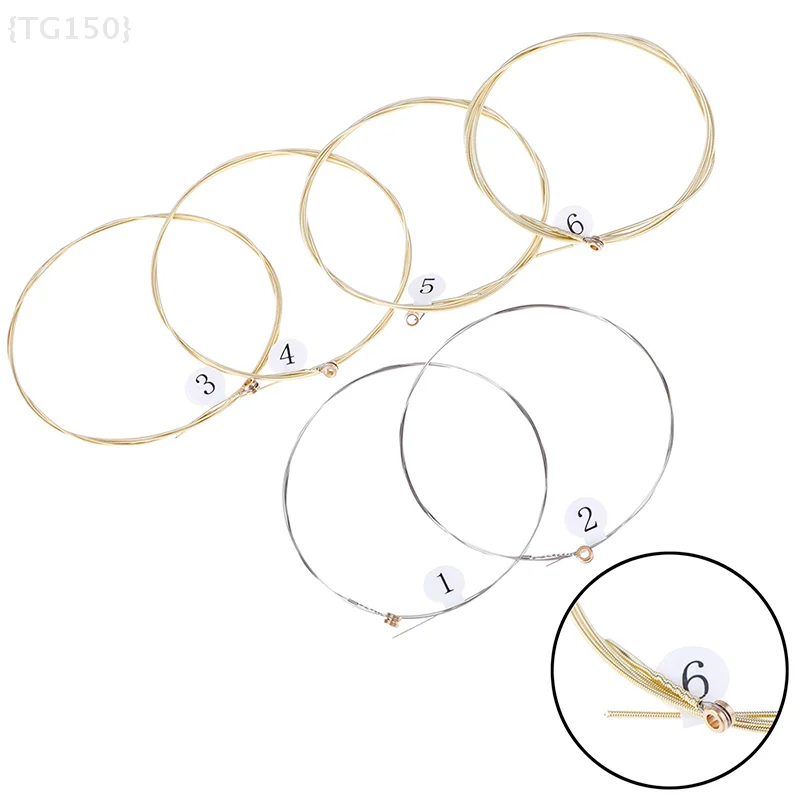 【N】6개 니켈 도금 강철 어쿠스틱 기타 줄 |   우드 기타 및 악기 연습 세트 {QTG329}