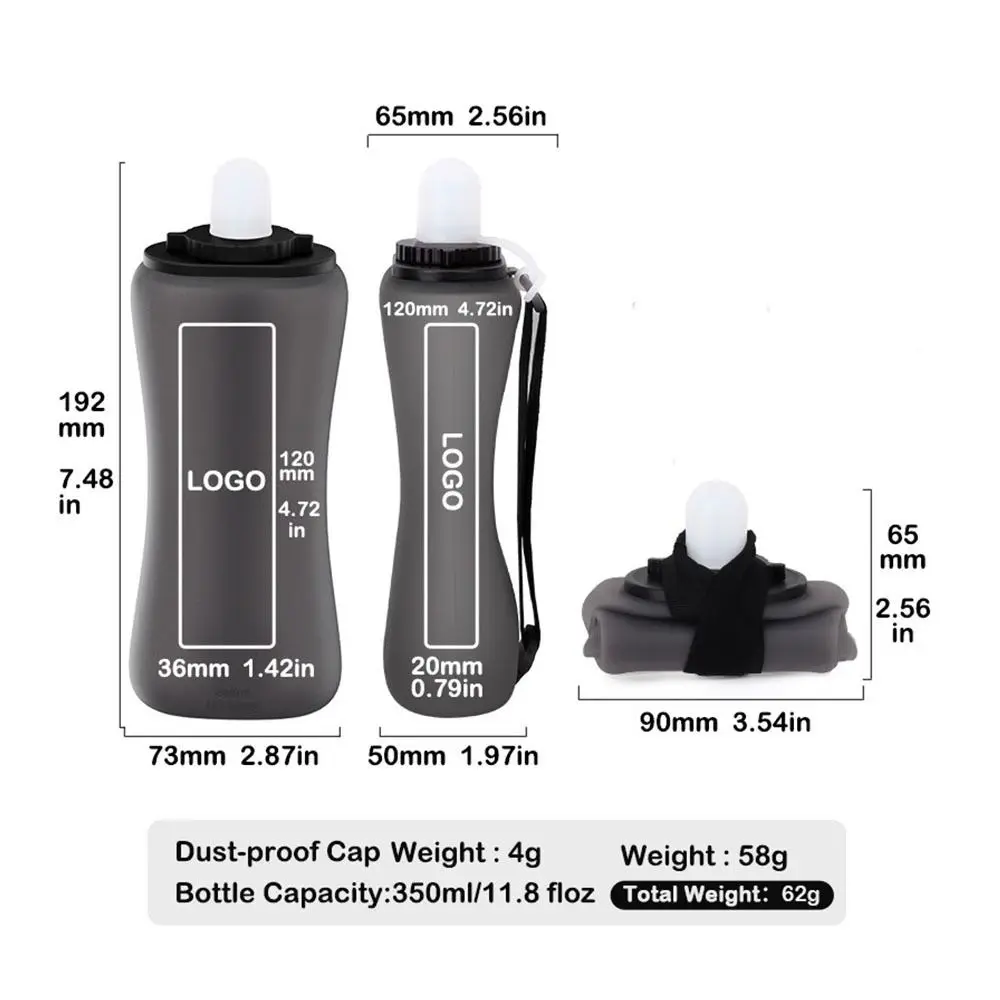 Lightweight Foldable Water Bottle Food Grade Silicone 350ml Capacity Collapsible Sport Bottle Heat Resistant Leak Proof view 5